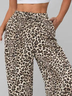 Damen Weite Leopard Print Hose Polyester Elastisch Freizeit — Image 9