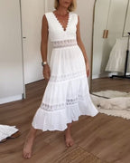 Marke Damen-Spitzenkleid mit V-Ausschnitt und ärmellosem Design — Main Image