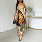 Markenname Maxikleid mit Schmetterlingsdruck, ärmellos, elegant — Main Image