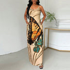 Markenname Maxikleid mit Schmetterlingsdruck, ärmellos, elegant — Image 3