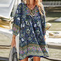 Boho Damenkleid mit Blumenmuster und 3/4 Ärmeln, ideal für Sommer — Main Image