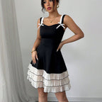Marke Damenkleid Rüschen ärmellos knielang elegant — Image 2