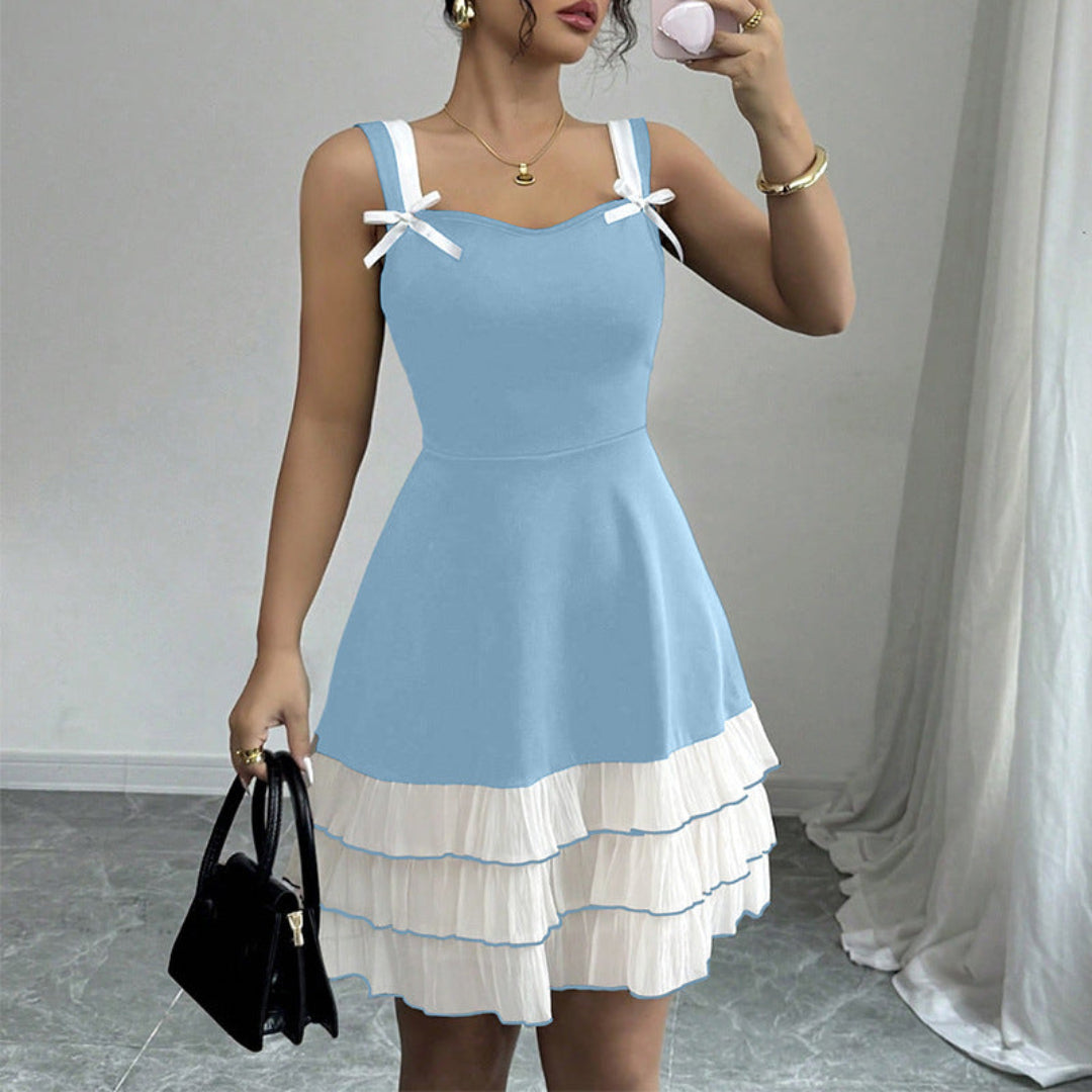 Marke Damenkleid Rüschen ärmellos knielang elegant — Image 5