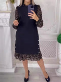 Marke Damenkleid mit Leopardenmuster, elegant, knielang, schwarz — Main Image