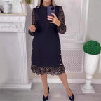 Marke Damenkleid mit Leopardenmuster, elegant, knielang, schwarz — Image 2