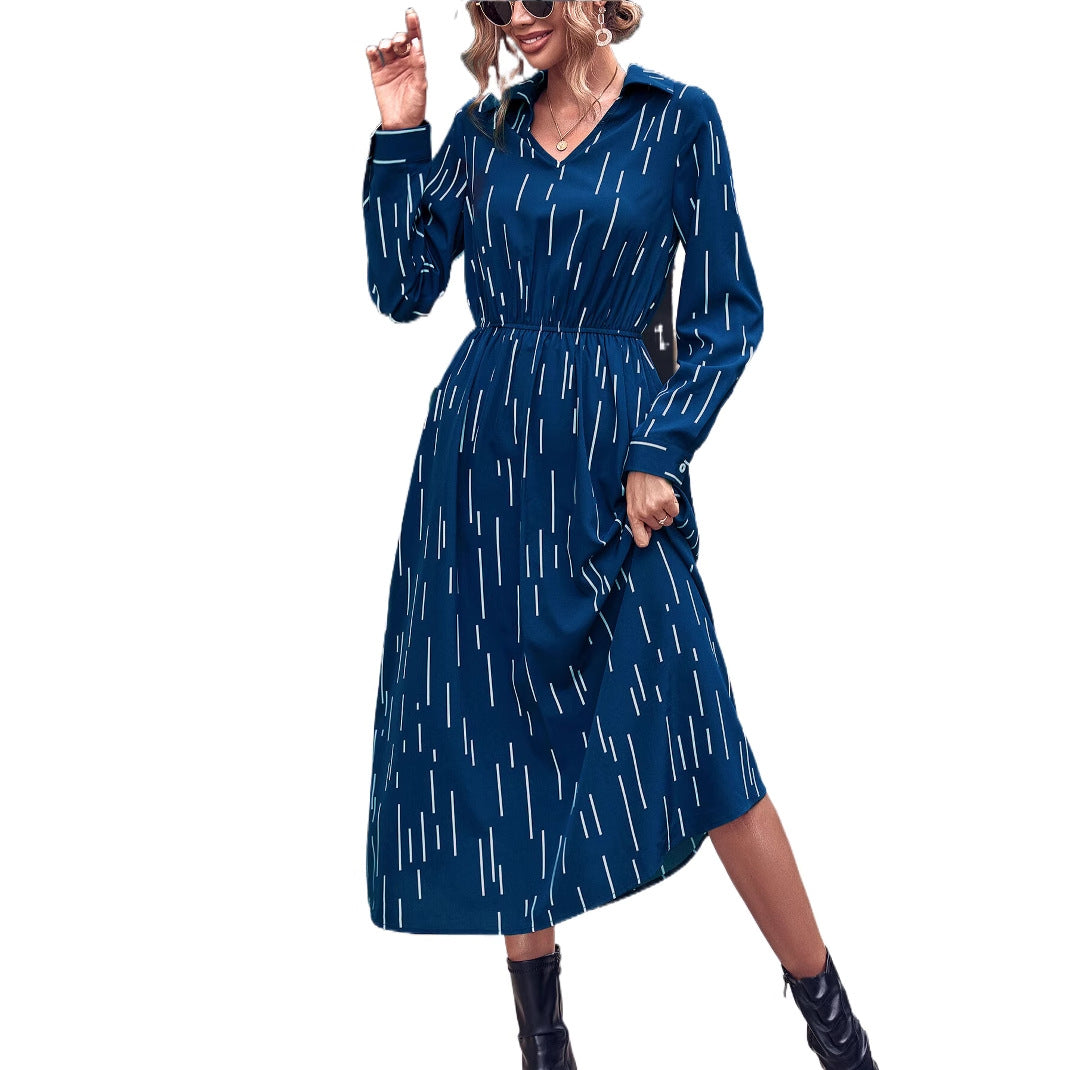 Marke Damen-Midikleid mit modernem Muster und langen Ärmeln — Image 3