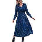 Marke Damen-Midikleid mit modernem Muster und langen Ärmeln — Image 4