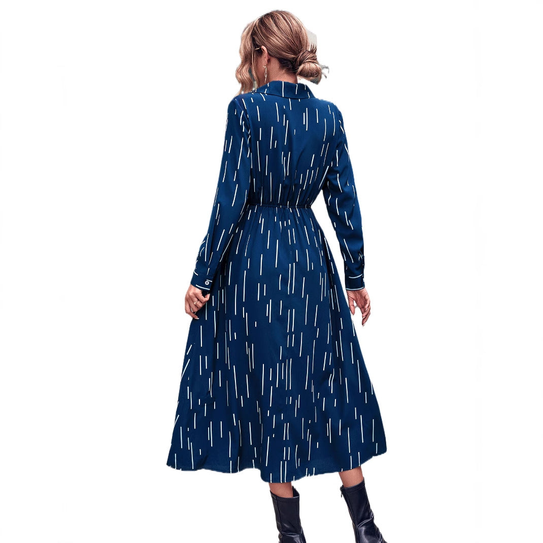Marke Damen-Midikleid mit modernem Muster und langen Ärmeln — Image 5