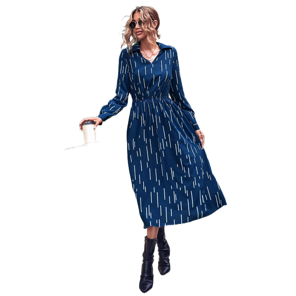 Marke Damen-Midikleid mit modernem Muster und langen Ärmeln — Image 6