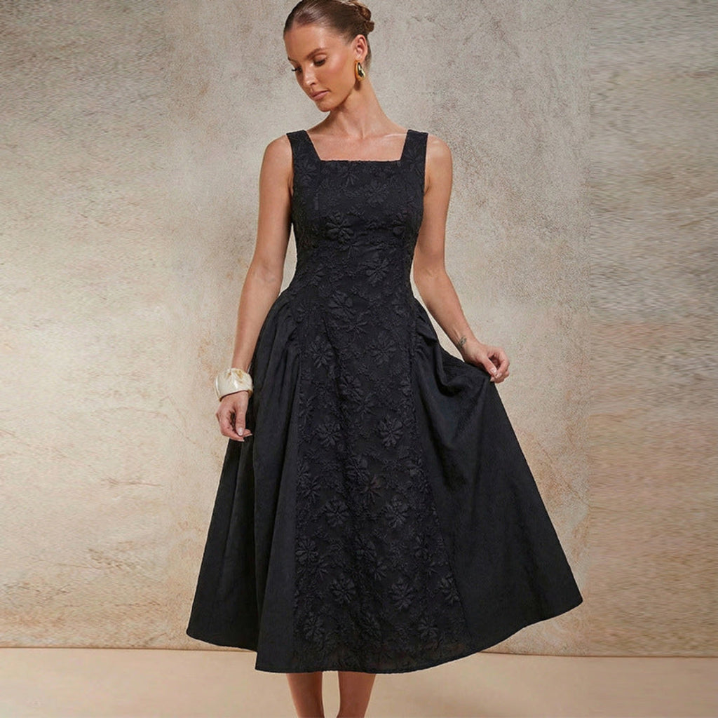 Marke Damen-Midikleid mit floralen Details und quadratischem Ausschnitt — Main Image