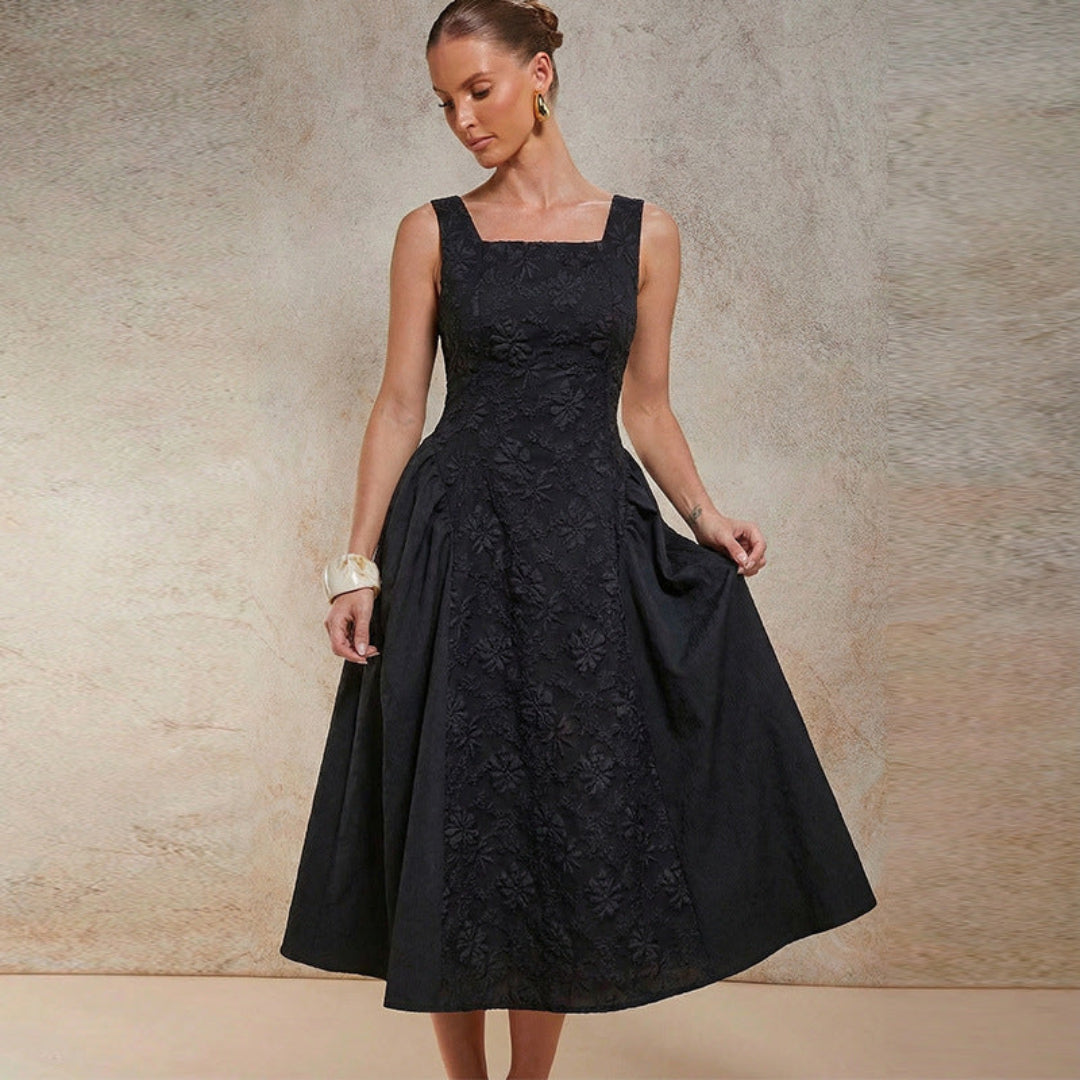 Marke Damen-Midikleid mit floralen Details und quadratischem Ausschnitt — Main Image
