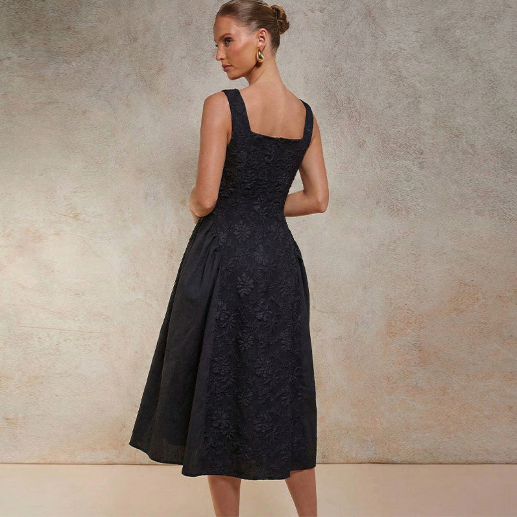 Marke Damen-Midikleid mit floralen Details und quadratischem Ausschnitt — Image 2