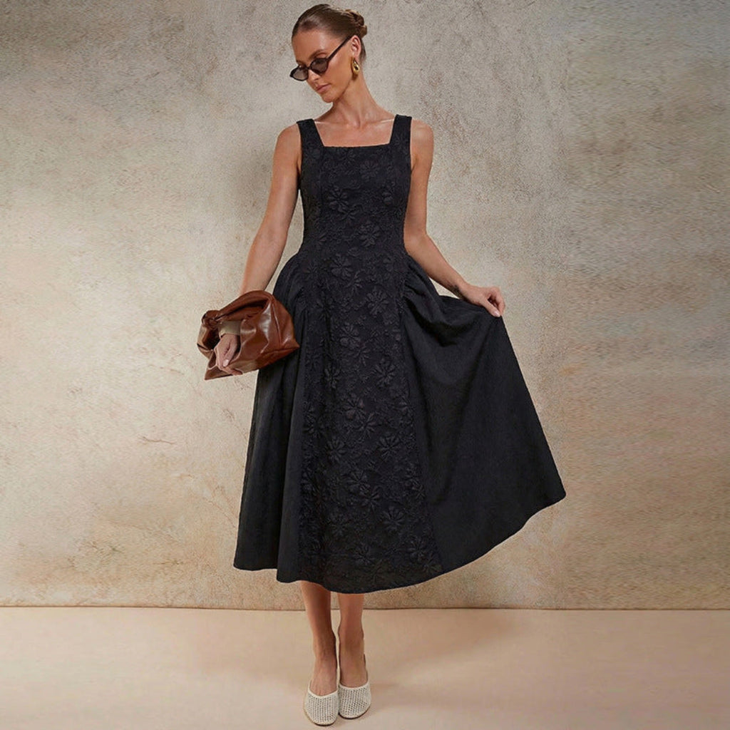 Marke Damen-Midikleid mit floralen Details und quadratischem Ausschnitt — Image 4