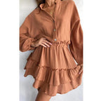 Boho Marke Damen Rüschenkleid mit Knopfleiste und langen Ärmeln — Image 4