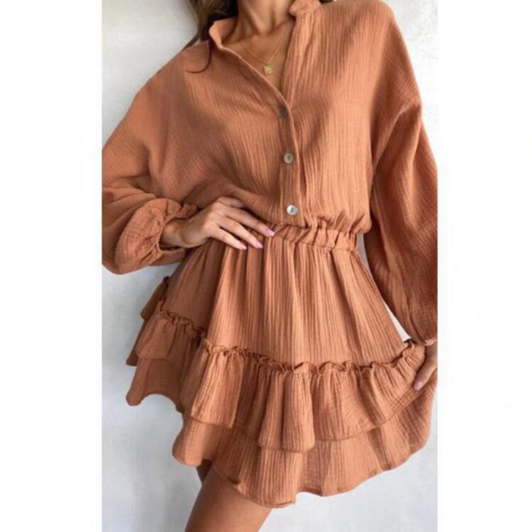 Boho Marke Damen Rüschenkleid mit Knopfleiste und langen Ärmeln — Image 4