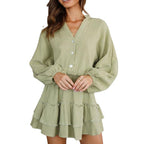 Boho Marke Damen Rüschenkleid mit Knopfleiste und langen Ärmeln — Image 6