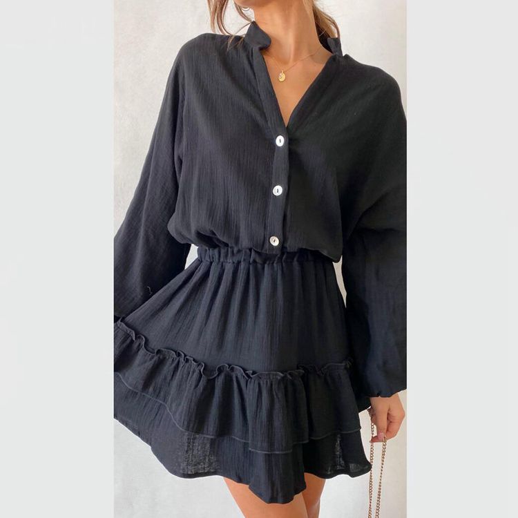 Boho Marke Damen Rüschenkleid mit Knopfleiste und langen Ärmeln — Image 8