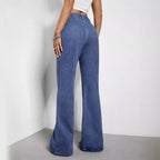 Damen Schlagjeans High Waist Weites Bein Denim Blau Vintage — Image 4