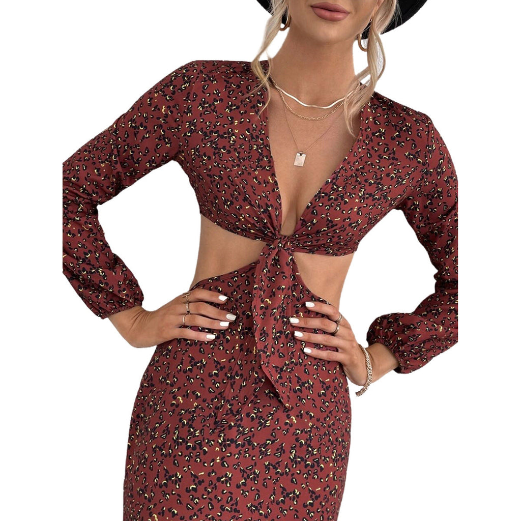 Marke Damen-Midikleid mit Cut-Outs und Knoten-Detail, elegant und stilvoll — Image 3