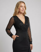 Markenname Abendkleid mit Pailletten und Rüschendetail — Image 2