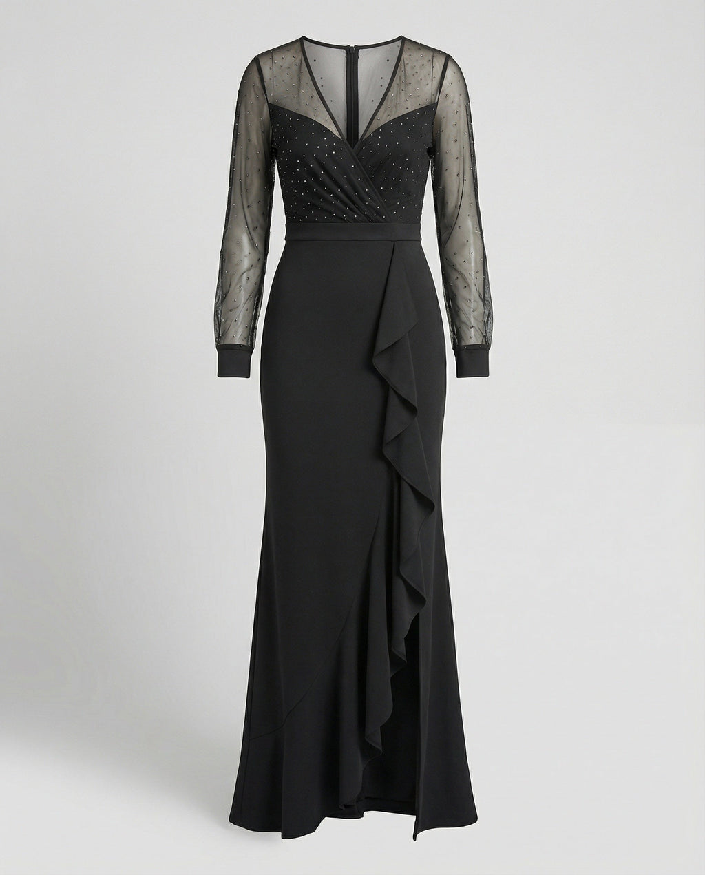 Markenname Abendkleid mit Pailletten und Rüschendetail — Image 3