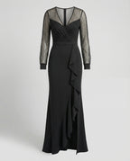 Markenname Abendkleid mit Pailletten und Rüschendetail — Image 3