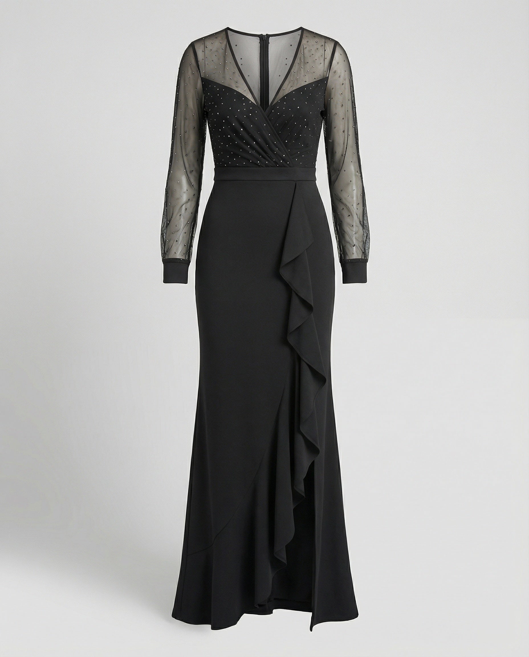 Markenname Abendkleid mit Pailletten und Rüschendetail — Image 3