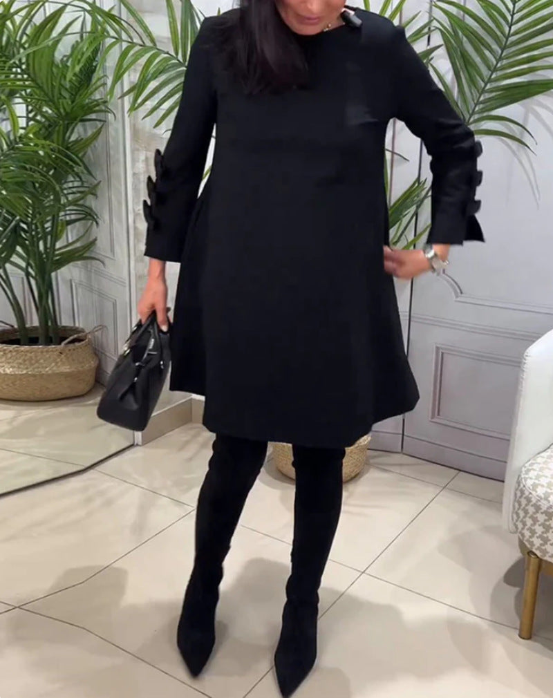 Marke Damenkleid mit Schleifendetails und dreiviertellangen Ärmeln — Image 5