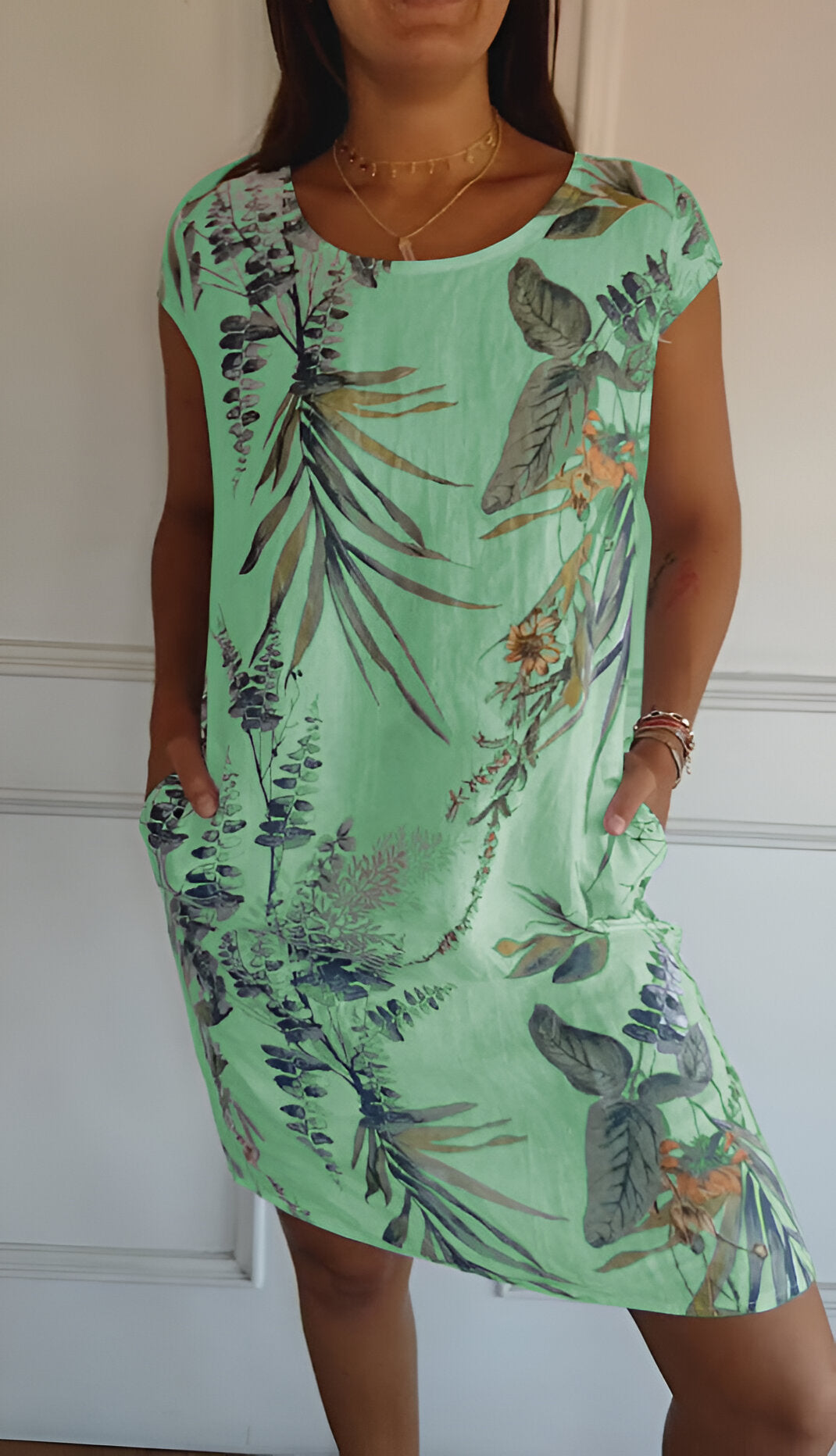 Marke Damen Sommerkleid mit botanischem Print, lässig und bequem — Image 7