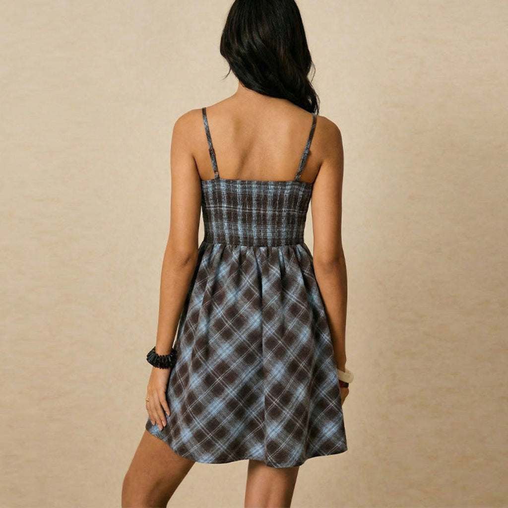 Marke Damenkleid Karomuster Spaghettiträger — Image 3