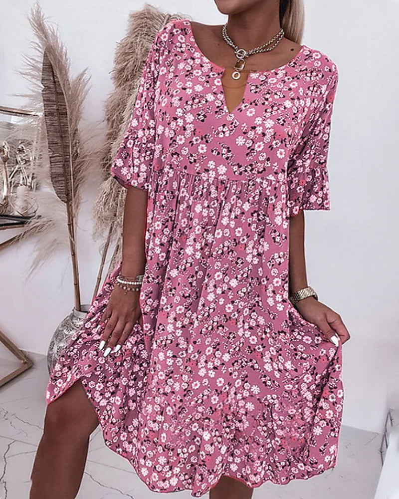 Marke Blumenkleid mit Rüschenärmeln und floralem Muster — Main Image