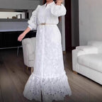 Marke Spitzenkleid mit Puffärmeln und Knopfleiste, elegantes Design — Image 3