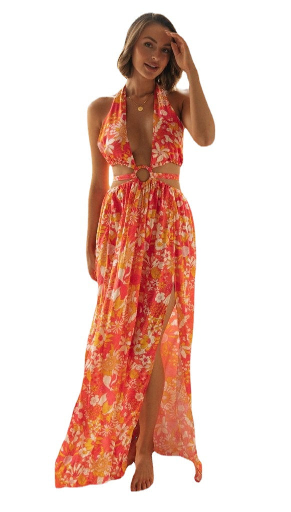 Marke Boho Maxikleid mit Blumenmuster und Ringdetail, rückenfrei — Image 5