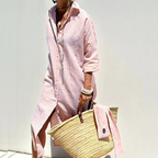 Markenname Damen Hemdkleid aus Baumwolle mit Streifen, stilvoll und bequem — Main Image
