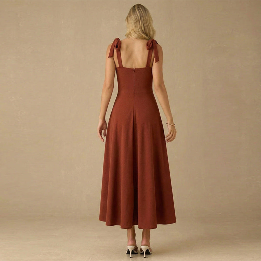 Marke Damenkleid A-Linie mit Schleifendetails und elegantem Design — Image 3
