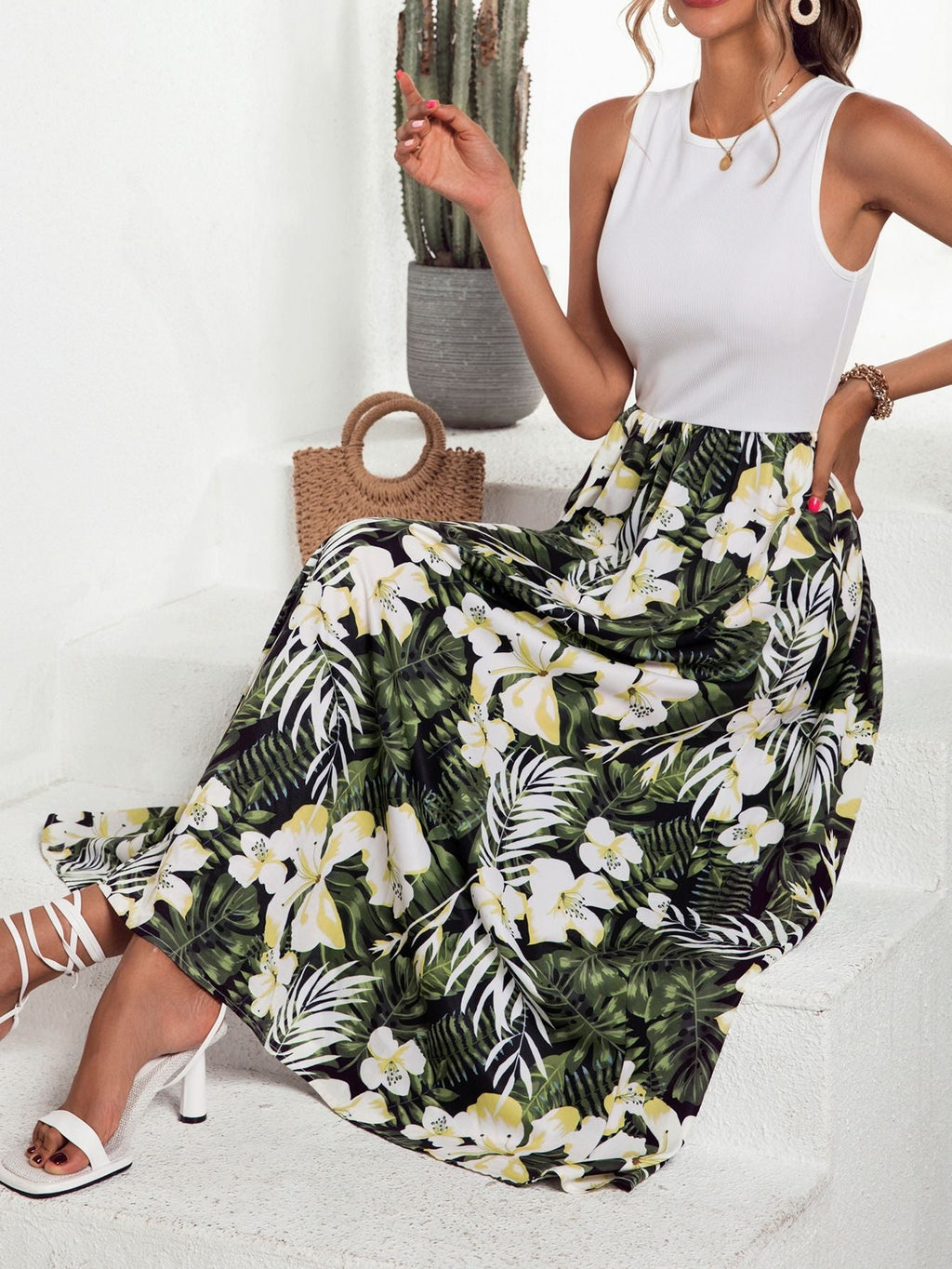 Marke Maxikleid Florales Design, Ärmellos, Damen — Image 4