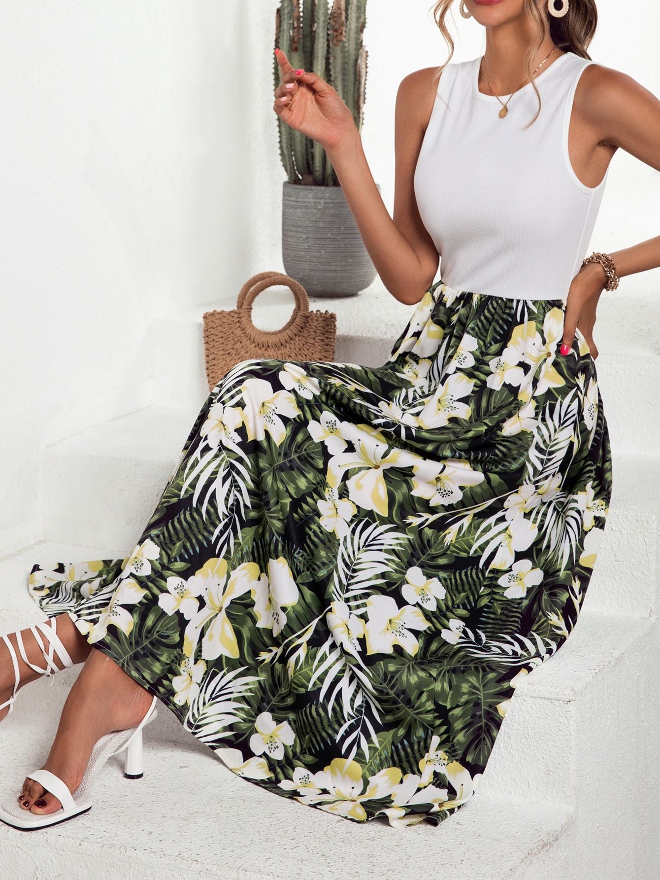 Marke Maxikleid Florales Design, Ärmellos, Damen — Image 4