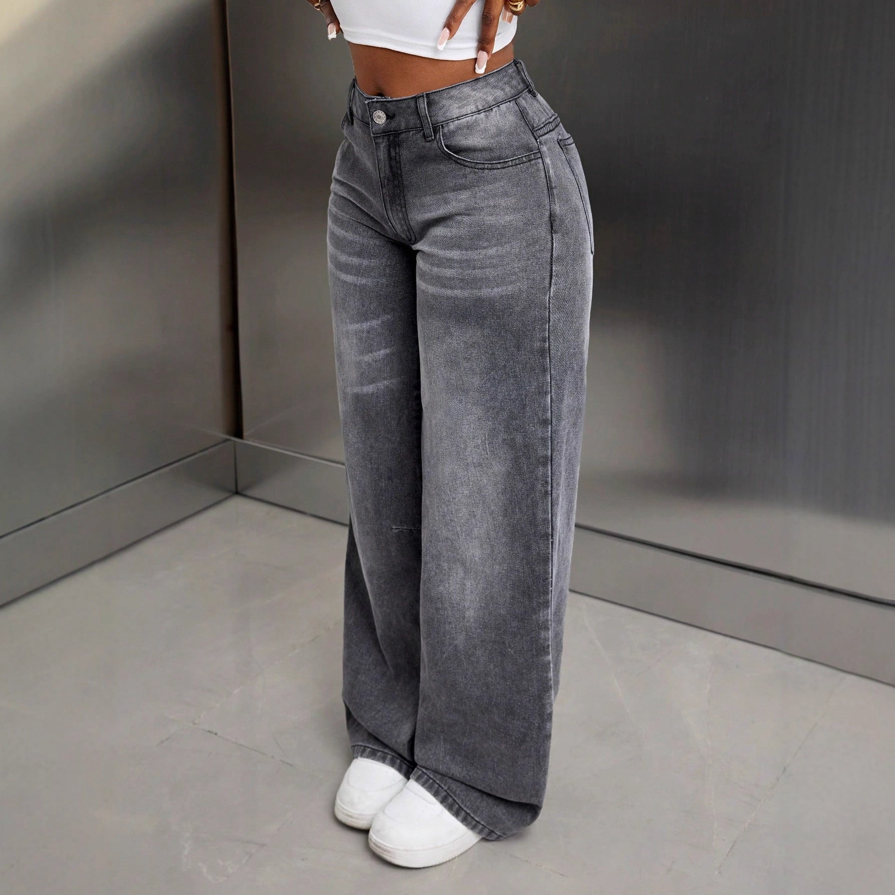Marke Damenjeans Weit Bequem Modisch — Image 4