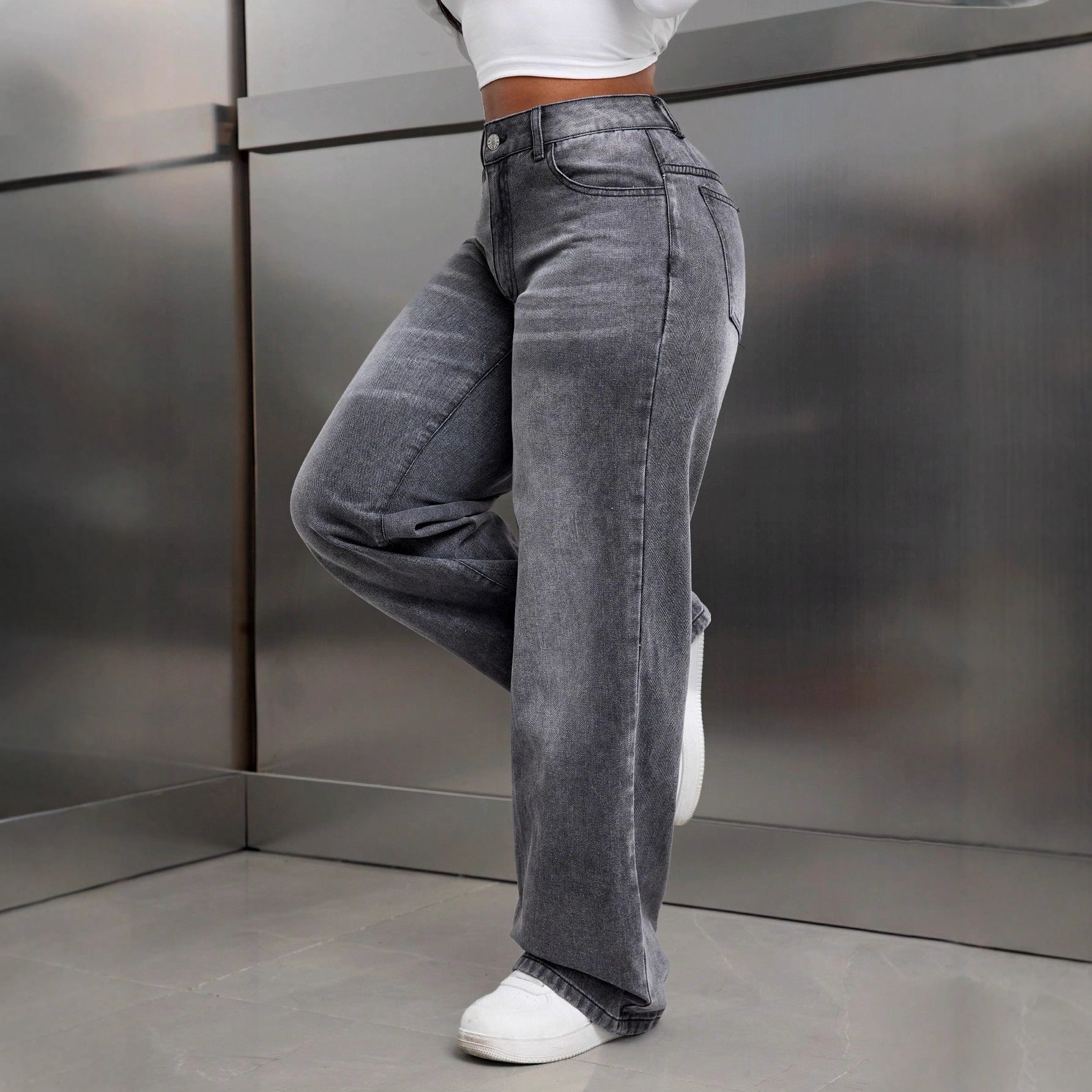 Marke Damenjeans Weit Bequem Modisch — Image 6