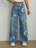 Marke Damen-Jeans mit floralem Muster und weitem Schnitt — Main Image