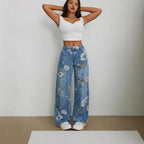 Marke Damen-Jeans mit floralem Muster und weitem Schnitt — Image 3