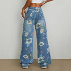 Marke Damen-Jeans mit floralem Muster und weitem Schnitt — Image 4