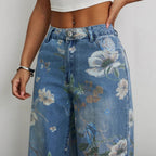 Marke Damen-Jeans mit floralem Muster und weitem Schnitt — Image 5