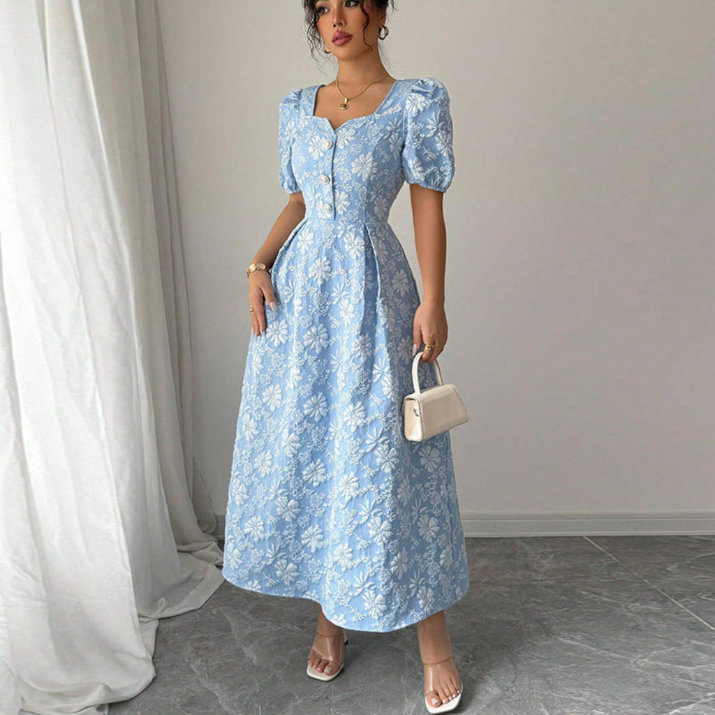 Marke Damen-Midikleid mit Blumendesign und Puffärmeln — Image 2