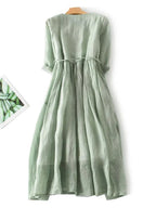 Marke Leinenkleid mit Rüschen und Taillengürtel, knielang — Image 2