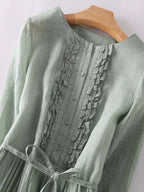 Marke Leinenkleid mit Rüschen und Taillengürtel, knielang — Image 5
