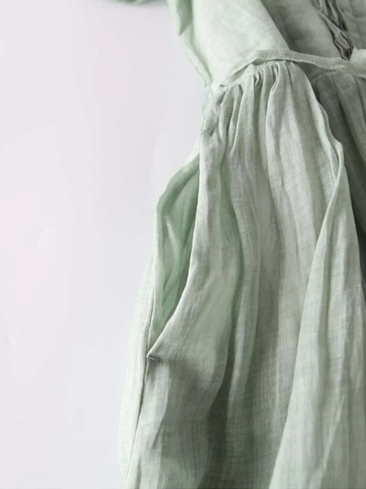 Marke Leinenkleid mit Rüschen und Taillengürtel, knielang — Image 6