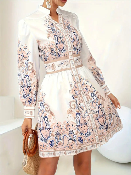 Boho Chic Kleid mit floralen Stickereien und langen Ärmeln — Image 2