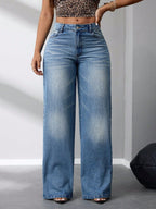 Markenname Damen Jeans Weites Bein Bequem — Main Image