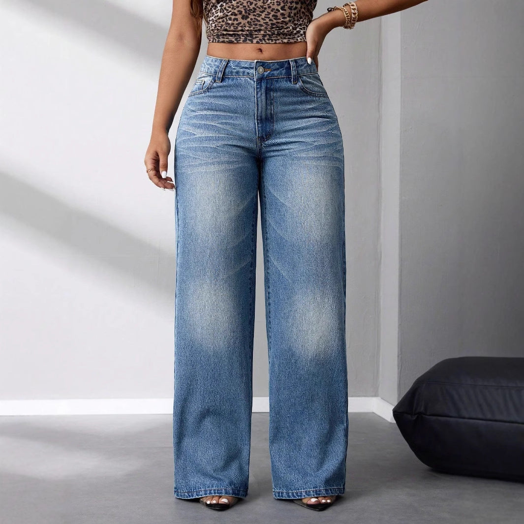 Markenname Damen Jeans Weites Bein Bequem — Image 2